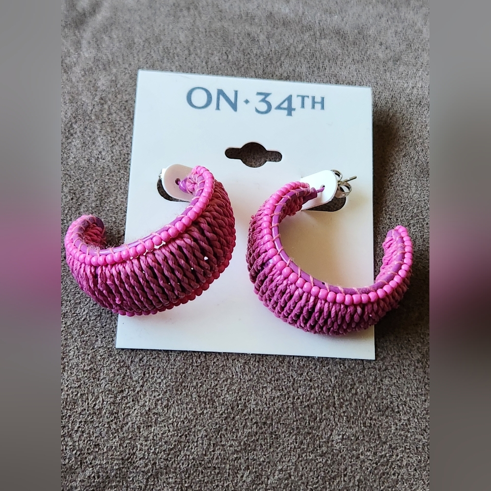 On 34th Hoop Earrings NWT
